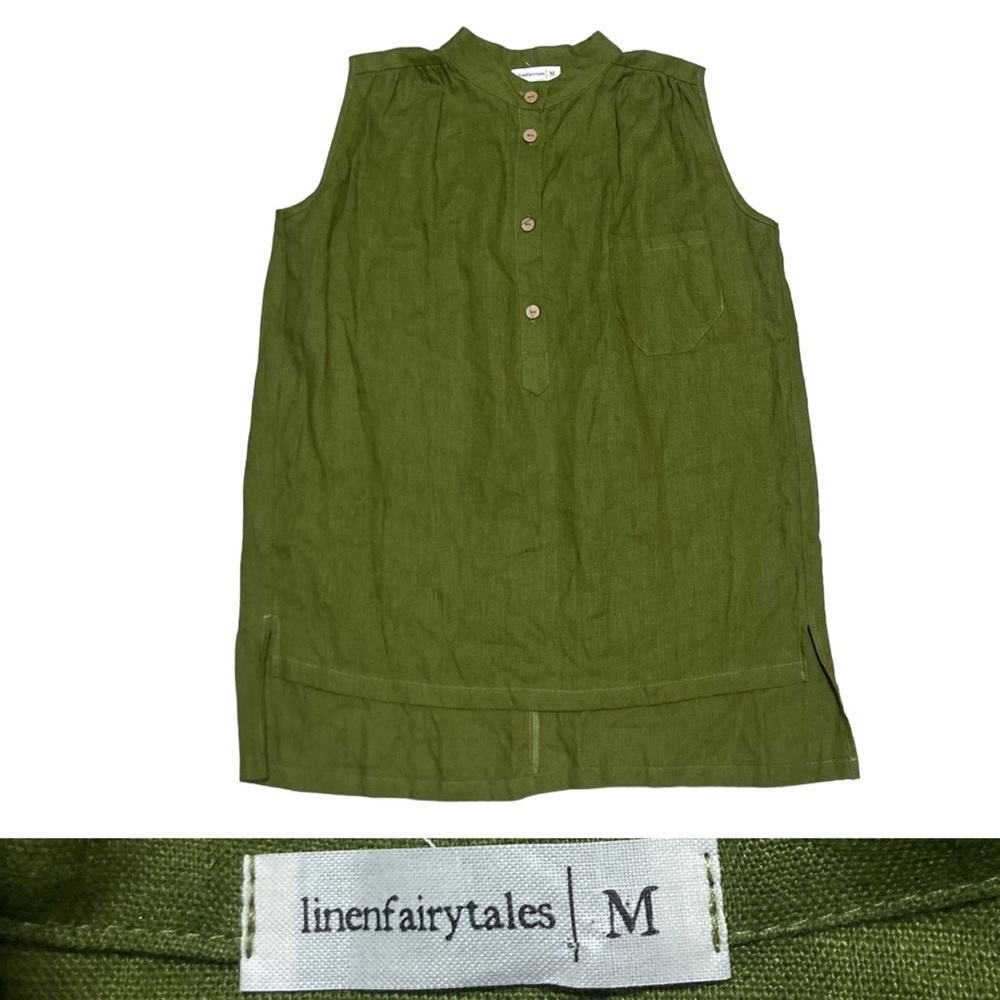 Linenfairytales Freya Linen Tunic Women’s size Medium in Olive Green